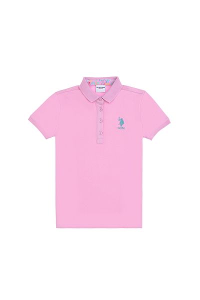 U.S. Polo Assn. Κοριτσίστικο μπλουζάκι με ροζ γιακά Polo Basic 50298183-vr211