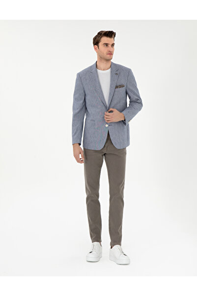 Pierre Cardin Koyu Mavi Ex. Slim Fit Keten Karışımlı Ceket 50304101-VR032