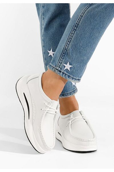 B T Shoes Mocasini dama piele Albeida V2 albi