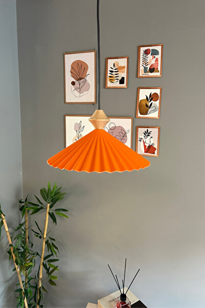 Bamyum Avilla Turuncu Metal Avize Tekli Küçük Q Kafa Başlık Rustik Cafe Mutfak Modern Sarkıt Aydınlatma