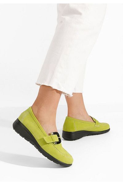 B T Shoes Mocasini dama piele Bernara verzi