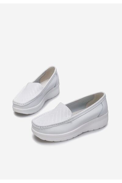 B T Shoes Mocasini dama piele albi Ciela