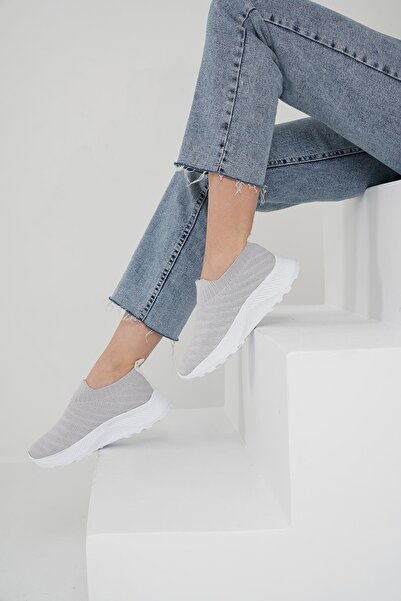 Beyond Kadın Gri Triko Sneaker Byndsnkk30