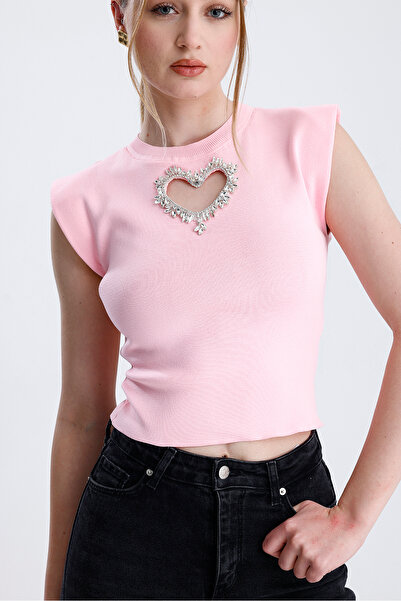 For Angels Crop μπλούζα με αξεσουάρ καρδιάς στο μπροστινό μέρος