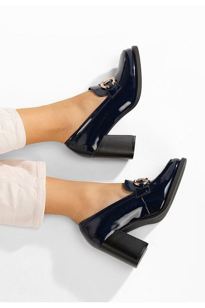 B T Shoes Mocasini cu toc Efora albastri