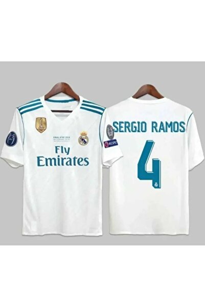 yenteks KOPYA - 2017/18 Real.Madrid.  Sergio Ramos  Yetişkin Forması  beyaz