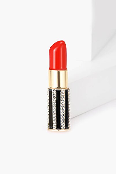 New Obsessions Kırmızı Ruj Broş Yaka İğnesi