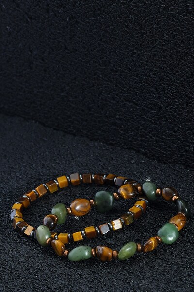 Ssilhoutte Doğaltaş Erkek ve Kadın İçin Özel Tasarım Bileklik - Kaplangözü, Hematit, Yeşim - Dengeli Yaşam