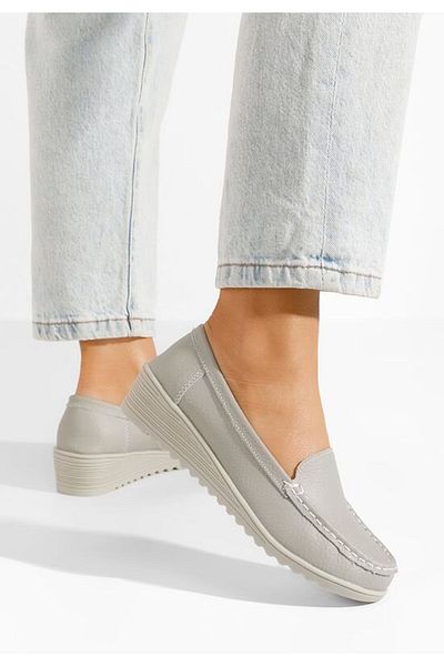 B T Shoes Mocasini dama piele Storia gri