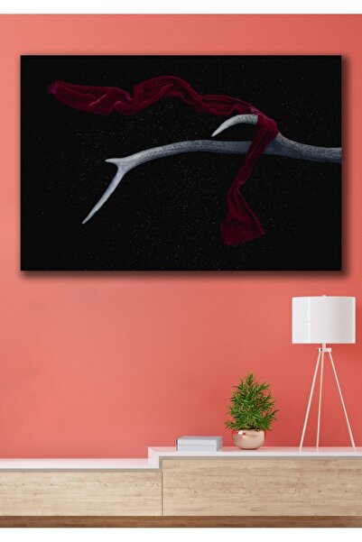 Hediyeler Kapında 70x100 Siyahtaki Bordo Kanvas Duvar Tablo