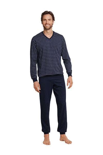 Schiesser Pyjama Dark Sapphire Schlafanzug Pyjama Schlafmode Bequem
