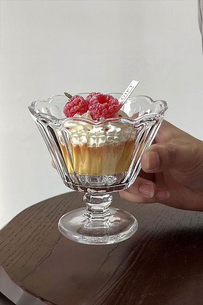 TrendDeco 6-Piece Standing Glass Bowl Ice Cream Magnolia Pudding