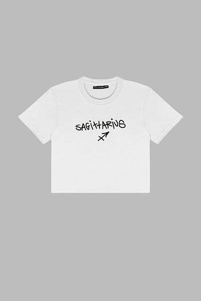 Sekizbiraltı Λευκό Crop Top με στάμπα Sagittarius