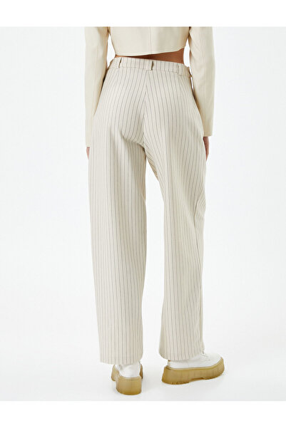 Koton Kalhoty Palazzo s vysokým pasem kapesní záhyby, detailní pohodlný střih