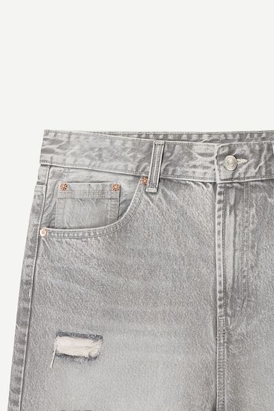 Bershka Ripped denim Bermuda shorts