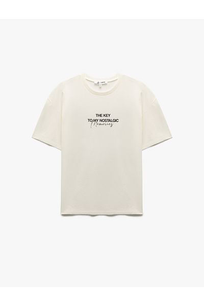 Koton Short Sleeve Cotton Crew Neck Back Printed T-Shirt