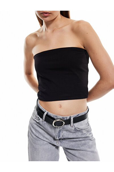 Koton Βαμβακερή στράπλες αμάνικη μπλούζα με λεπτή εφαρμογή