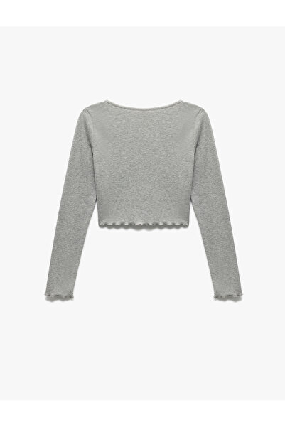 Koton Μπλουζάκι με κουμπιά με στρογγυλή λαιμόκοψη, μακρυμάνικο, λεπτή εφαρμογή