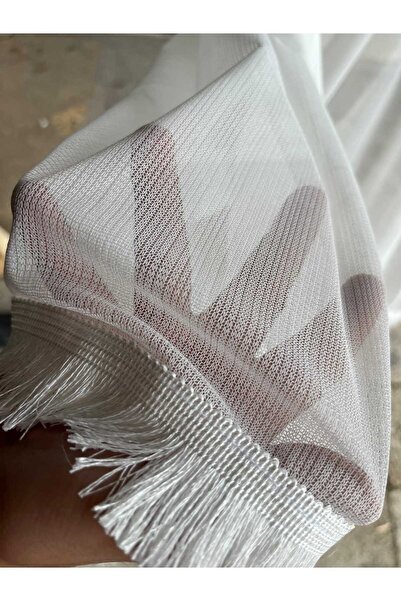 Üçbey 200X90 Bambu Tül Brizlik Tül Püsküllü Kapı Tülü Briz Perde  Ekru Renkli Tül