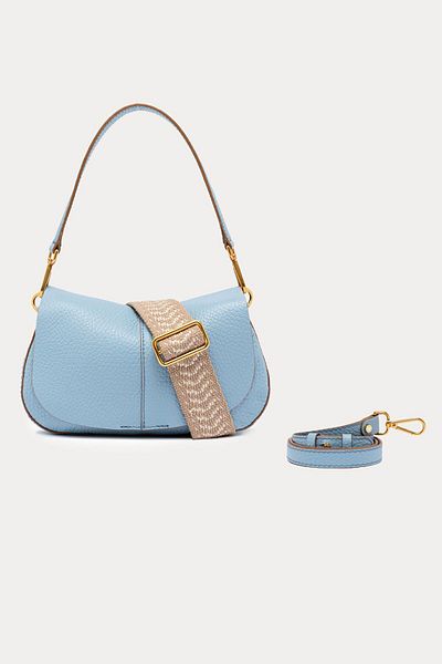 GIANNI CHIARINI Helena Round Wide Strap Leather Shoulder Bag