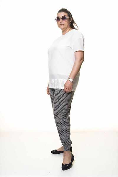 Moday Women's Large Size Patterned Summer Baggy Trousers 13c-3097