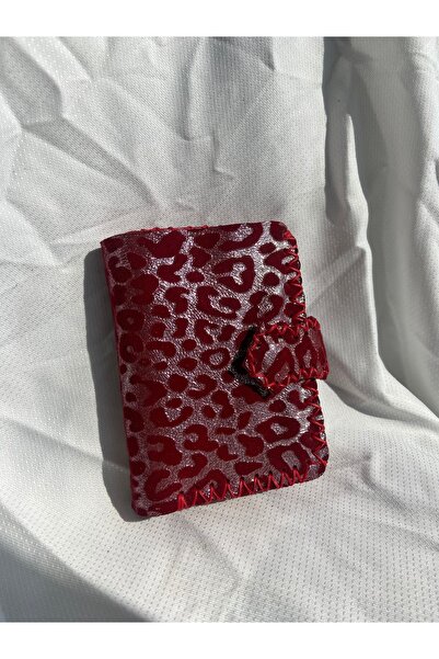 ANMENA Gerçek Deri El Yapımı Leopar Desen Cüzdan