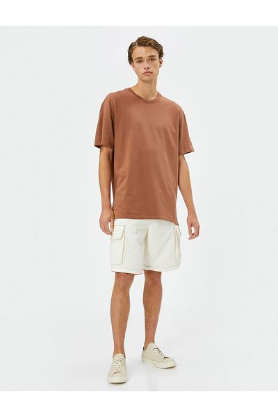 Koton Oversize T-Shirt Crew Neck Label Print Detailed Cotton