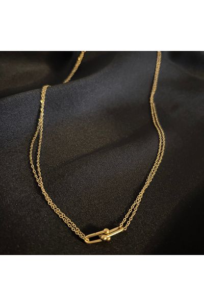 Zeyn Tffny Model Gold Steel Necklace