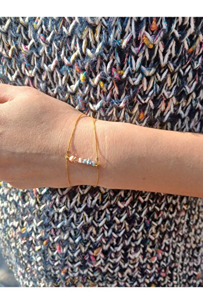 chibi كريستال عمودي صف مزدوج سلسلة ذهبية تصميم سوار