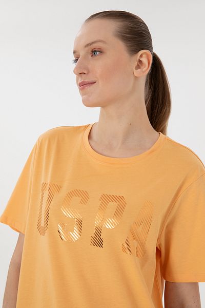 U.S. Polo Assn. Γυναικείο πορτοκαλί μπλουζάκι με λαιμόκοψη Basic 50300850-VR202
