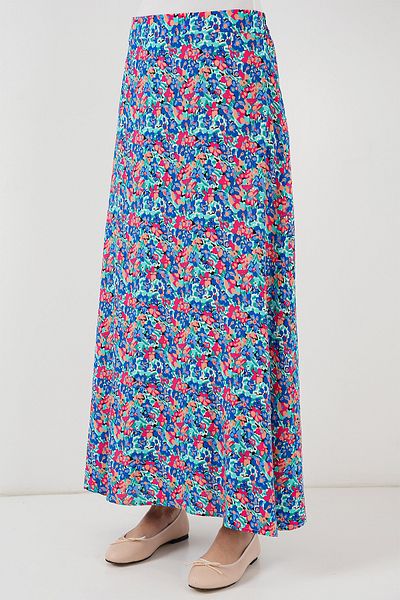 Bigdart 8003 Patterned Viscose Skirt - Multicolored