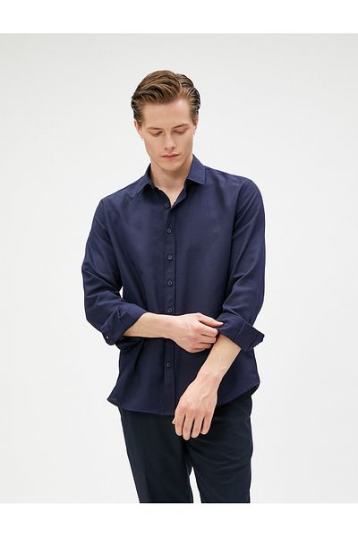 Koton Basic Shirt Classic Cuff Collar Long Sleeve Buttoned Non Iron
