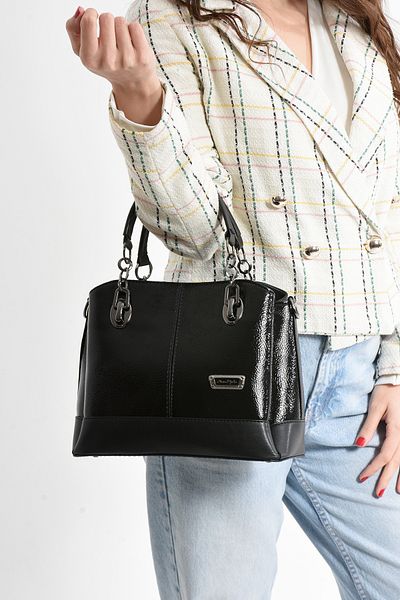 By Hakan Woman Jn-802 Women's Handbag Handbag Shoulder Bag Three Compartments Patent Leather Black