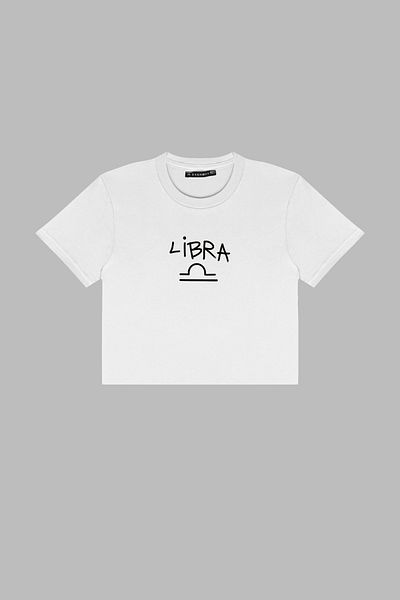 Sekizbiraltı Λευκό Crop Top με στάμπα Libra
