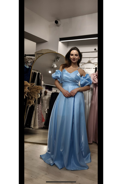 E&A Eren Abiye Straplez Drapeli Yırtmaçlı Abiye