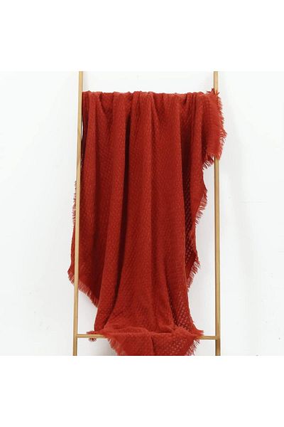 COOYA 50"X60" Farmhouse Breathable Lightweight Knit Throw Blanket for Couch Chair, Burnt Orange Waffle