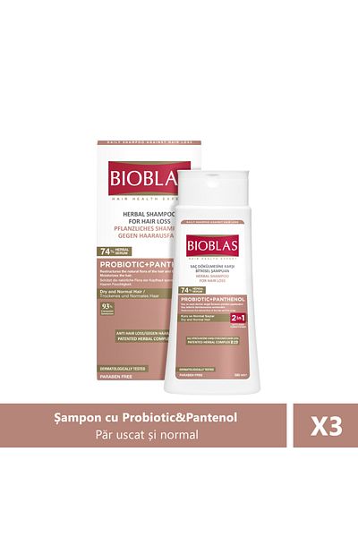 Bioblas Șampon Anticădere Păr Bioblas Probiotic și Pantenol, 360ml X 3 bucăți
