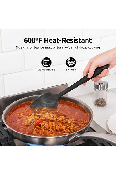 COOYA ملعقة سيليكون مقاومة للحرارة، خالية من مادة BPA، غير لاصقة، للخبز والطهي والخلط، مجموعة من 4 قطع