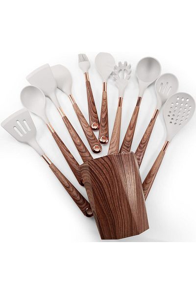 COOYA 11 Pcs Kitchen Utensils Set Gadgets, Tools Set For Nonstick Cookware with Wood Handles