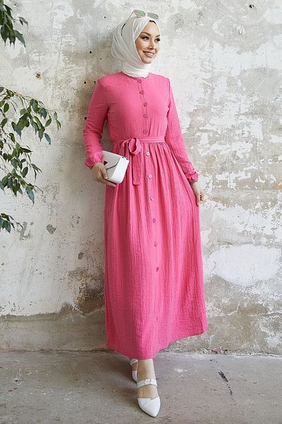 InStyle Pink Belted Lemina Dress