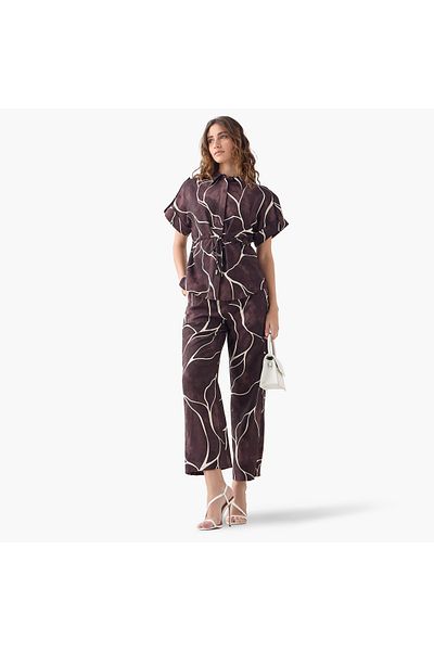 Iconic Iconic Relaxed Fit Printed Trousers with Drawstring Closure and Pockets