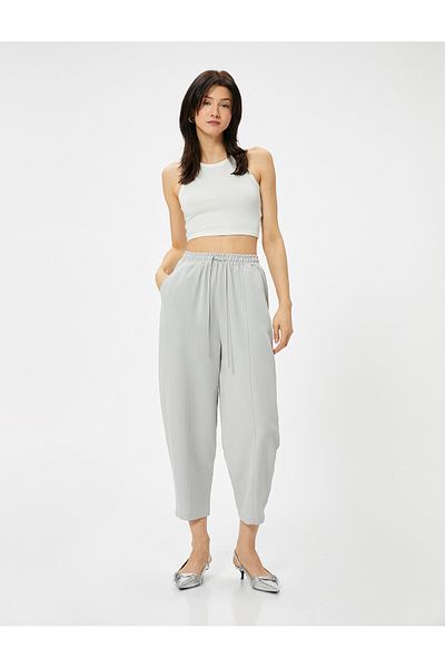 Koton Carrot Trousers Lace-up Waist Regular Waist Pocket Detailed Modal