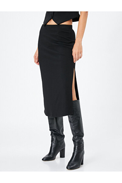 Koton Midi rozparkovaná sukně normální pas