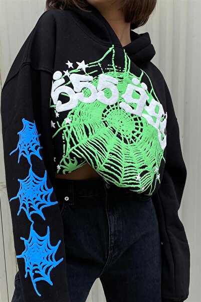 Trendiz Unisex mikina s kapucí 555 Spider Black