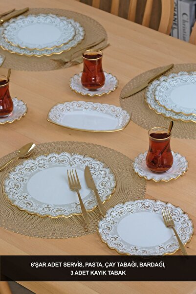 Glore Marche 27 Parça 6 Kişilik Pasta Servis Takımı