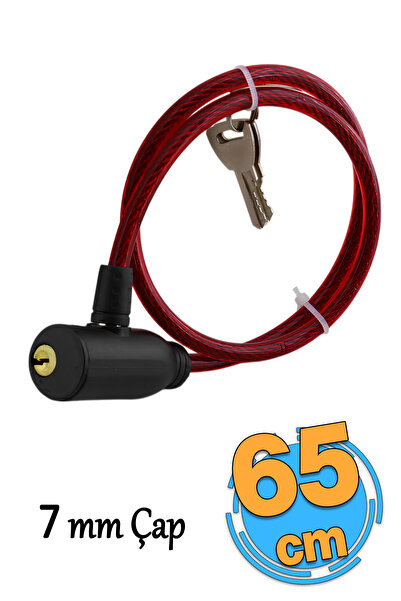 Badem10 Bisiklet Halat Zincir Kilidi 65 cm Çelik Kilit Çap 10 mm Ø  Hırsız Ön...