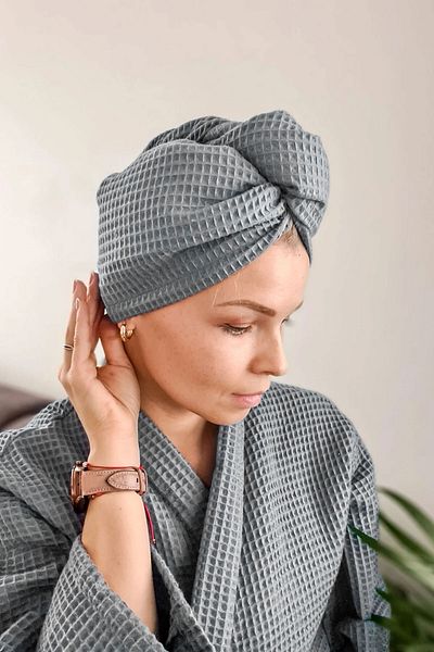 Salvia Dione غطاء رأس لتجفيف الشعر، منشفة بيكيه مع أزرار، قطن للعناية بالبشرة، مكياج، حمام الشاطئ، غطاء لتجفيف الشعر