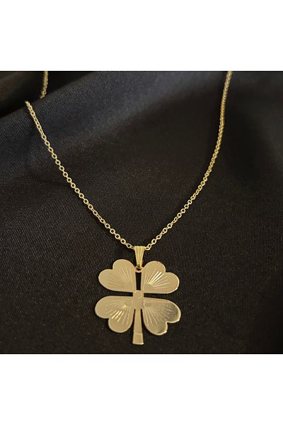 Zeyn Plate Clover Gold Steel Necklace