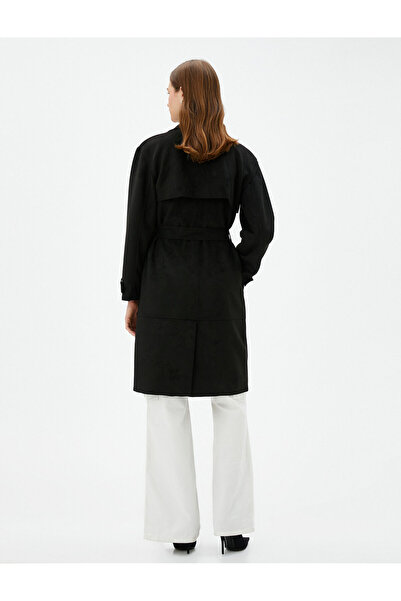 Koton Trençkot Kruvaze Düğmeli Beli Kuşaklı Cepli