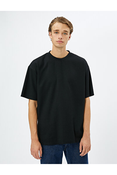 Koton Basic Tişört Bisiklet Yaka Dokulu Kısa Kollu